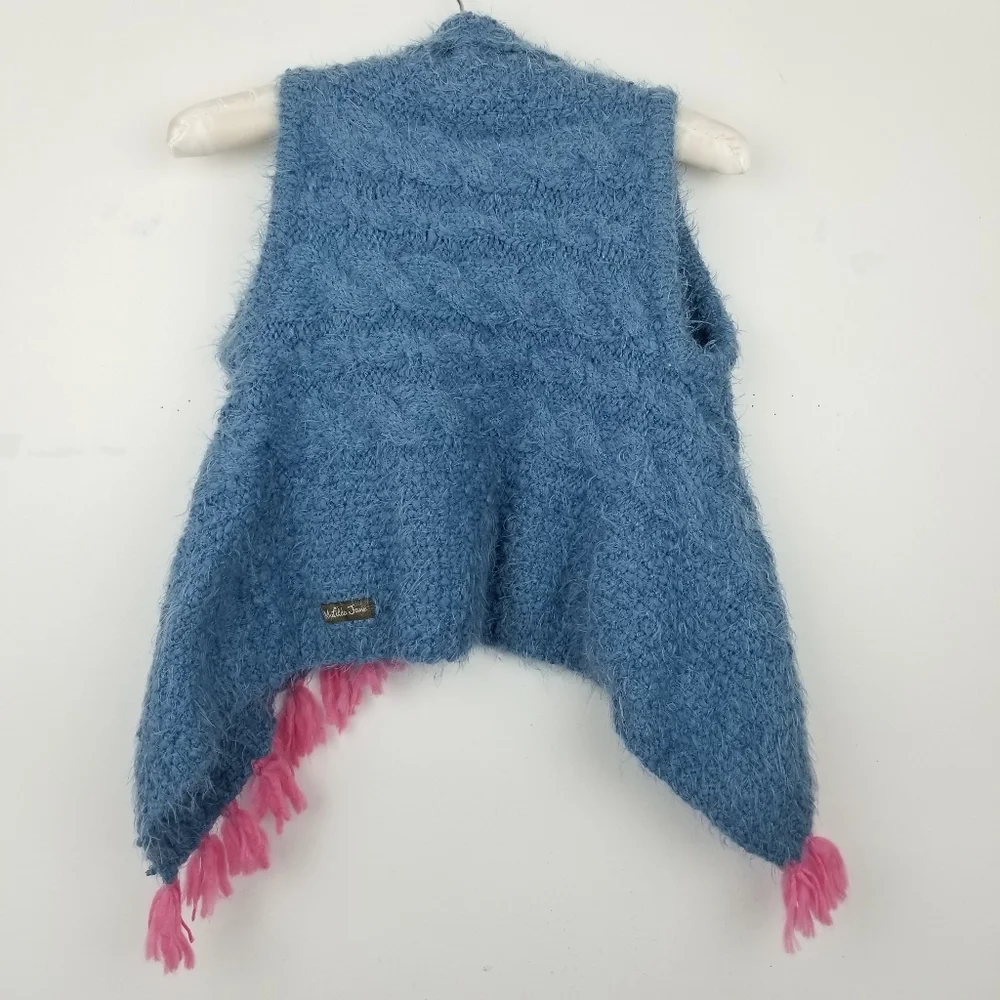Matilda Jane Mirror Image Poncho Sweater Vest Size 6 Blue/Pink
